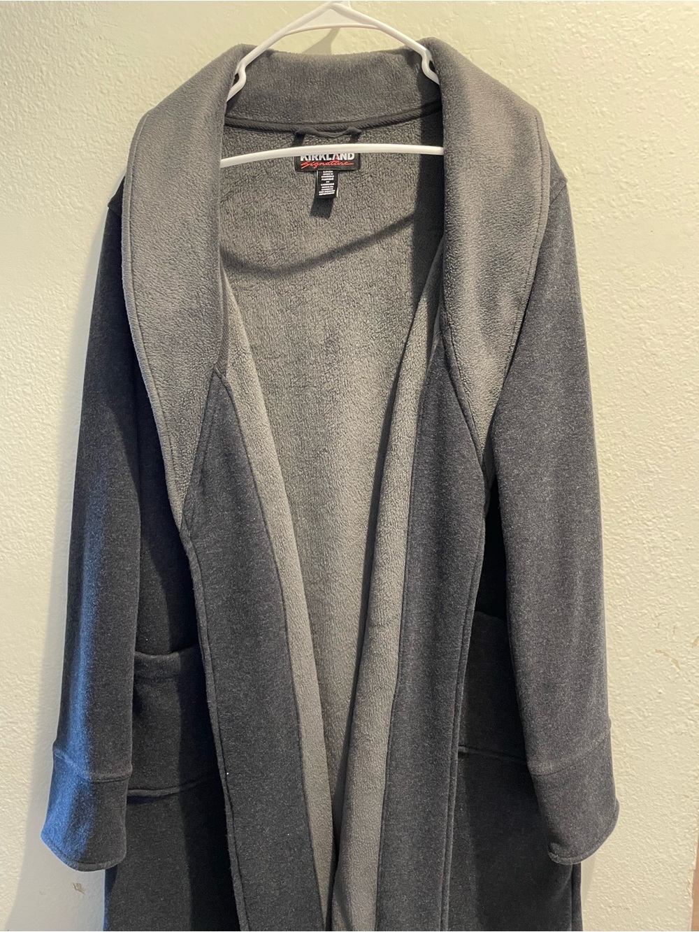 Kirkland Signature Ladies Open Front Fleece Lined Cardigan Robe Charcoal Gray S